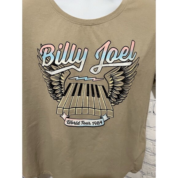 Official Billy Joel World Tour 1984 Piano Wings Taupe Crew Neck T Shirt XL - Picture 2 of 5